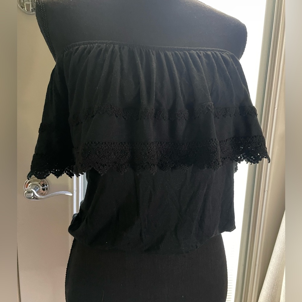 Hollister Black Off-Shoulder Lace Top